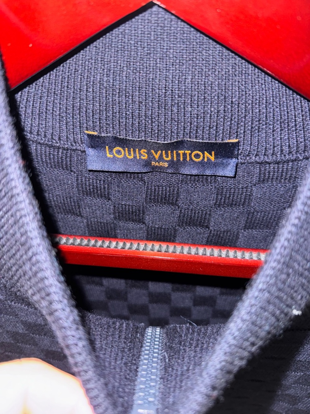 Louis Vuitton Dark Blue Checkered Zip-Up Sweater - Picture 15 of 16